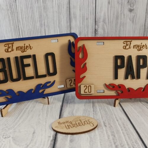 Matricula O Placa De Madera Para Papa Creativo Digital